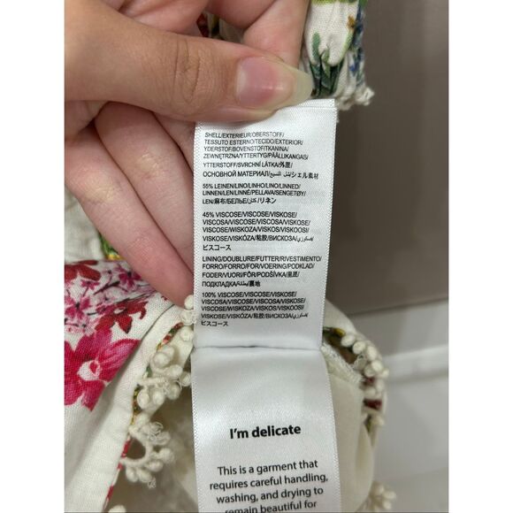 FARM RIO Delicate Forest Scarves Billowy-Sleeve Embroidered Mini Dress Women's L - Picture 8 of 14